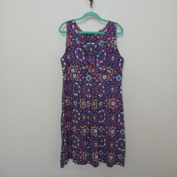 Land's End Size 1X Pop Over Mosaic Print Size 1X Sundress - Picture 5 of 11